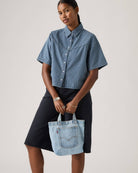 Levi’s Mini Denim Tote Bag worn by model – Áines Boutique