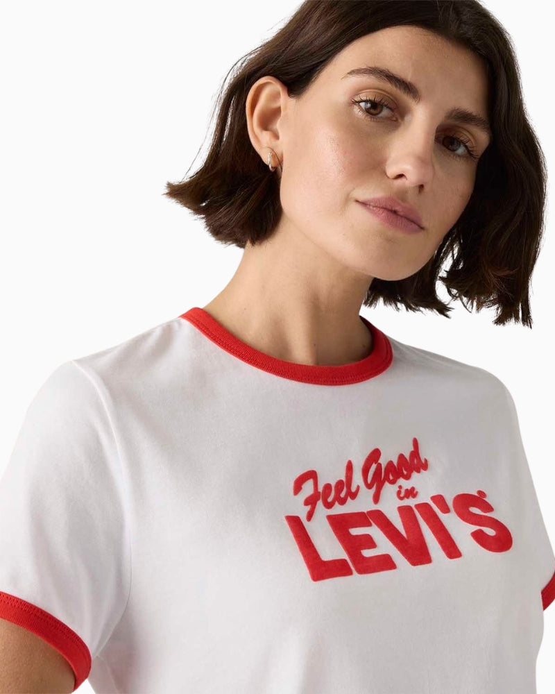 Levis graphic favorite t shirt white neckline contrast trim