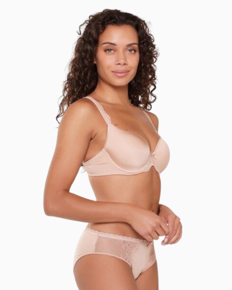 Side view of  T-shirt bra by LingaDore with moulded cups and smooth finish