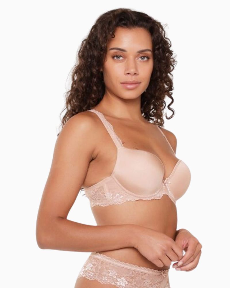 Side view of LingaDore 1400-3 push-up bra in nude with smooth, gel-padded cups