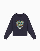 Animal print cotton sweatshirt by Lola Casademunt with rhinestone detail