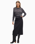 Long-sleeve knit top in warm fabric with subtle sparkle