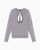 Lola Casademunt knit sweater with elegant neck scarf and back button detail