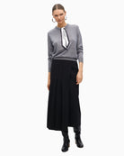Lola Casademunt knit sweater with elegant neck scarf and back button detail