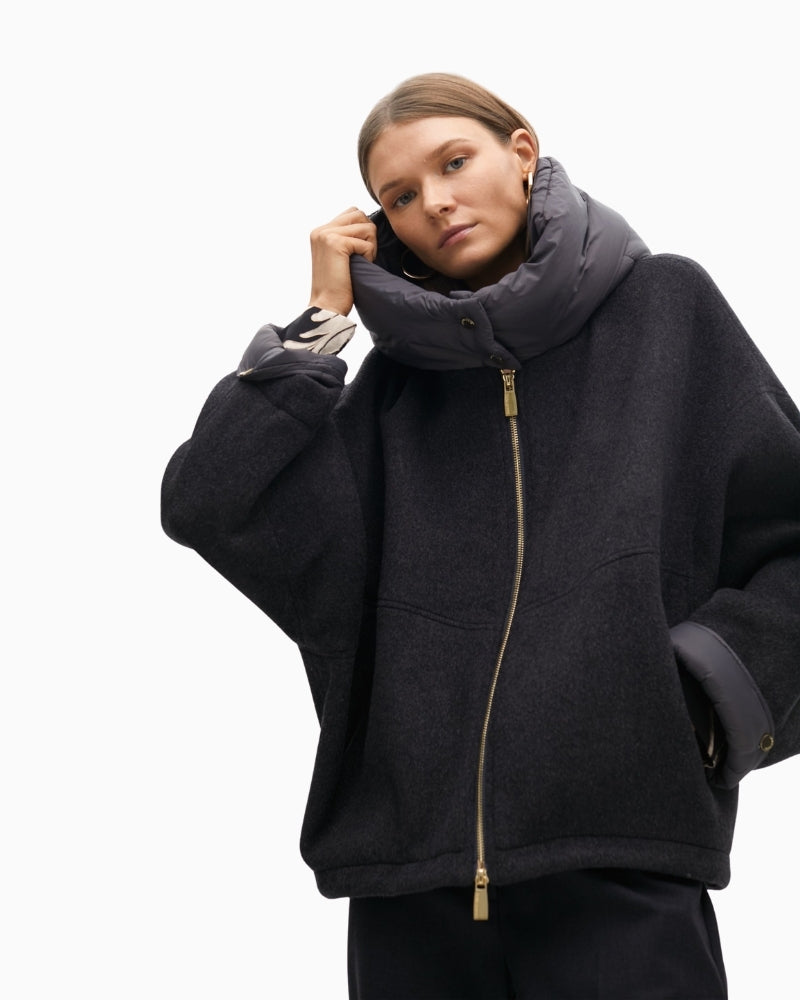 Short overcoat by Lola Casademunt with wool-blend fabric and structured shape