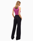 Back view showing straight-leg fit and soft drape