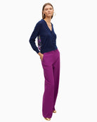 Navy floral back cardigan styled with jeans and a white tee for a casual look