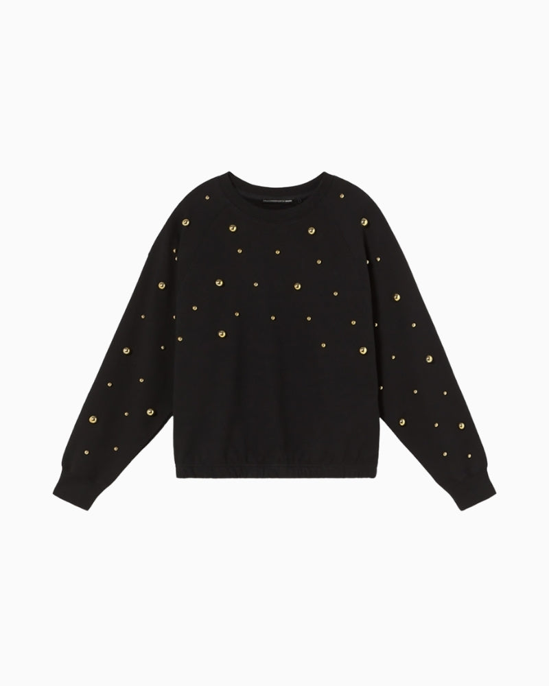 Soft cotton sweatshirt with long sleeves and modern embellishment