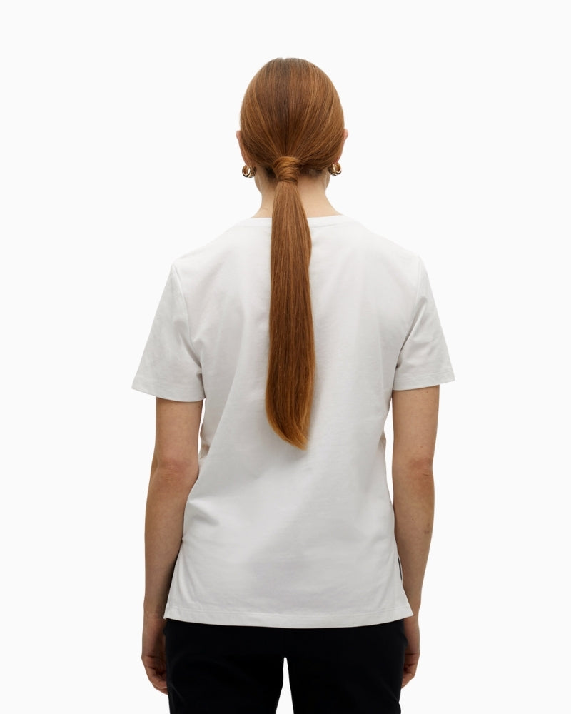 Back view showing straight fit and short sleeve detail