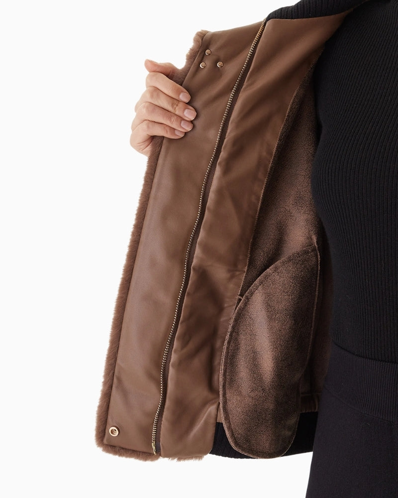 Close-up of zip fastening and fabric detail on Lola Casademunt jacket