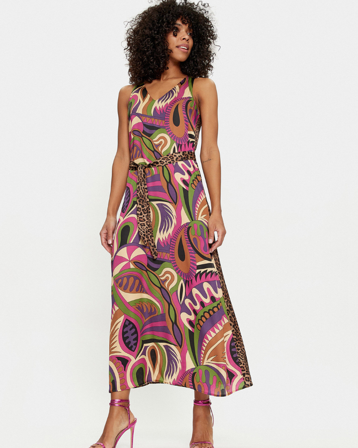 Lola Casademunt - V Neck Animal Maxi Dress 