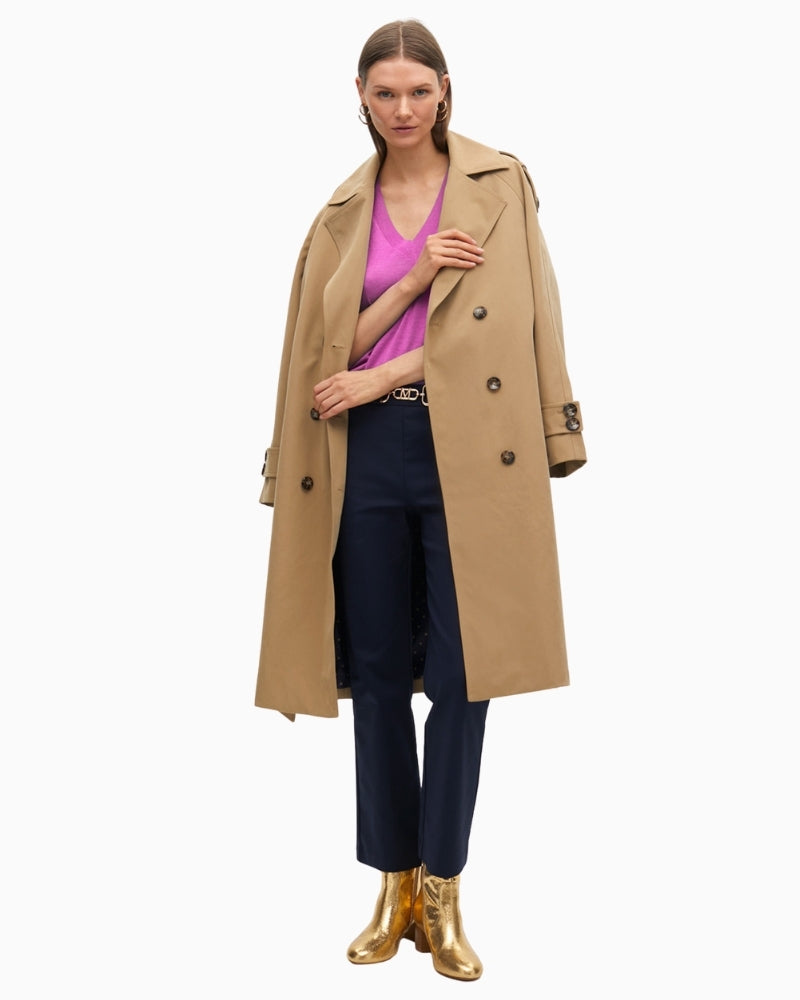 Lola Casademunt V-neck jumper styled with jeans for a cosy casual look