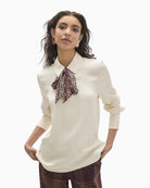 Lola Casademunt Blouse with Bow in cream bow neckline detail