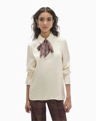 Lola Casademunt Blouse with Bow in cream front view