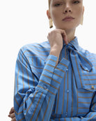 Lola Casademunt Blue Stripe Shirt cuff detail