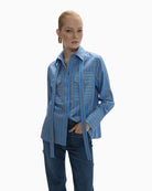 Lola Casademunt Blue Stripe Shirt front view