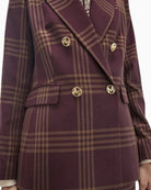 Lola Casademunt Checked Blazer in Burgundy button detail