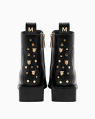 Lola Casademunt Cowboy Ankle Boot W/Studs in black back view with gold-tone studs and decorative