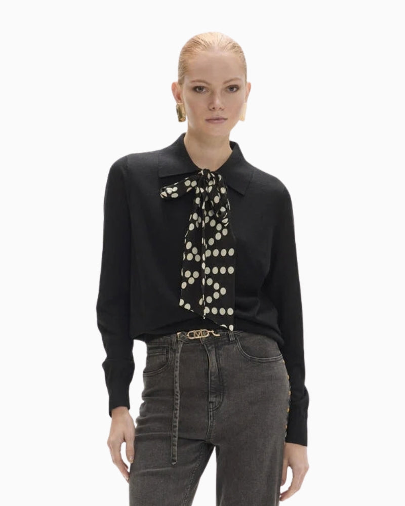 Lola Casademunt Jumper with Bow in black front view