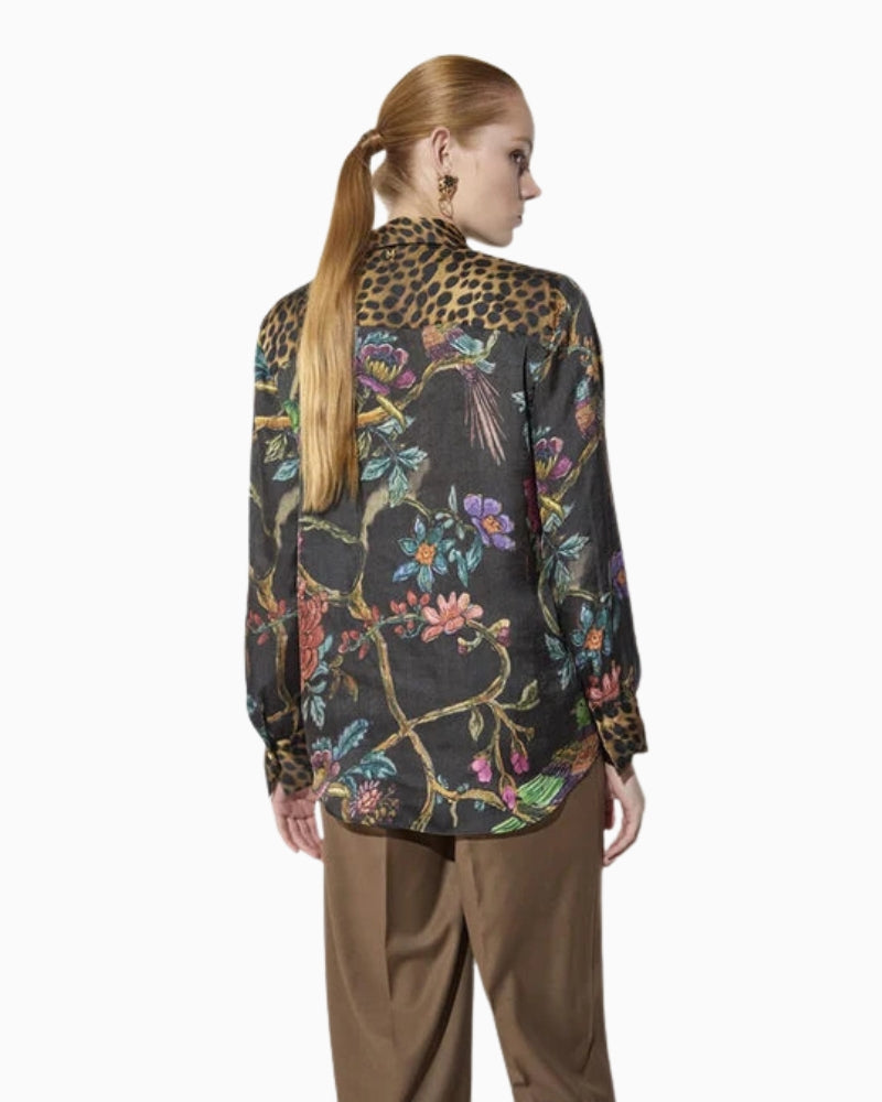 Lola Casademunt Leo Print Shirt in black/multi back view