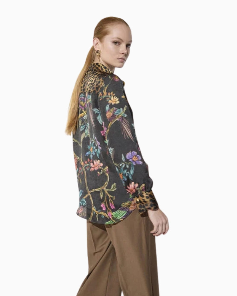 Lola Casademunt Leo Print Shirt in black/multi side view