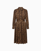 Lola Casademunt Long Sleeve Belted Dress in leopard print front view