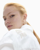 Lola Casademunt Oversize Shirt with Studs in white shoulder stud detail