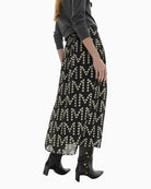Lola Casademunt Pleated Logo Print Skirt in Black/White side view