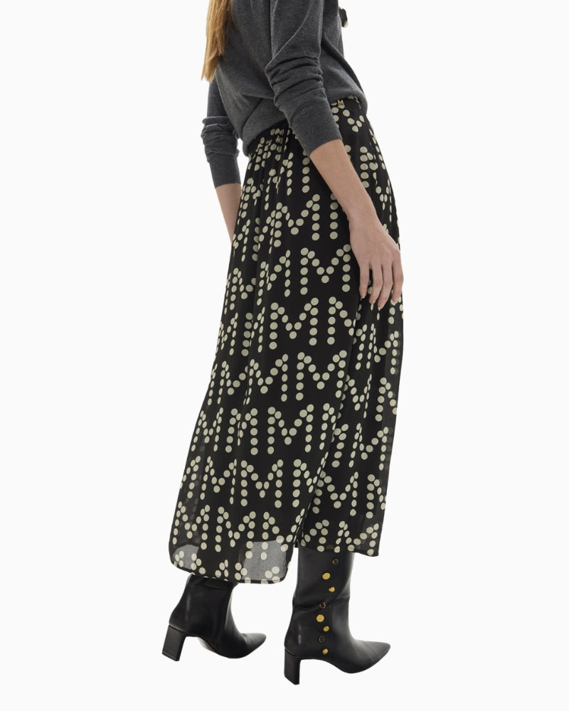 Lola Casademunt Pleated Logo Print Skirt in Black/White side view