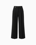 Lola Casademunt Pleated Wide Leg Trousers in black front view