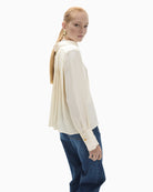 Lola Casademunt Regular Shirt with Shirt Collar and Pleated Back in Cream back view