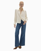 Lola Casademunt Regular Shirt with Shirt Collar and Pleated Back in Cream styled view