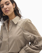 Lola Casademunt Striped Shirt in brown stripe rhinestone detail