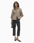 Lola Casademunt Striped Shirt in brown stripe styled view