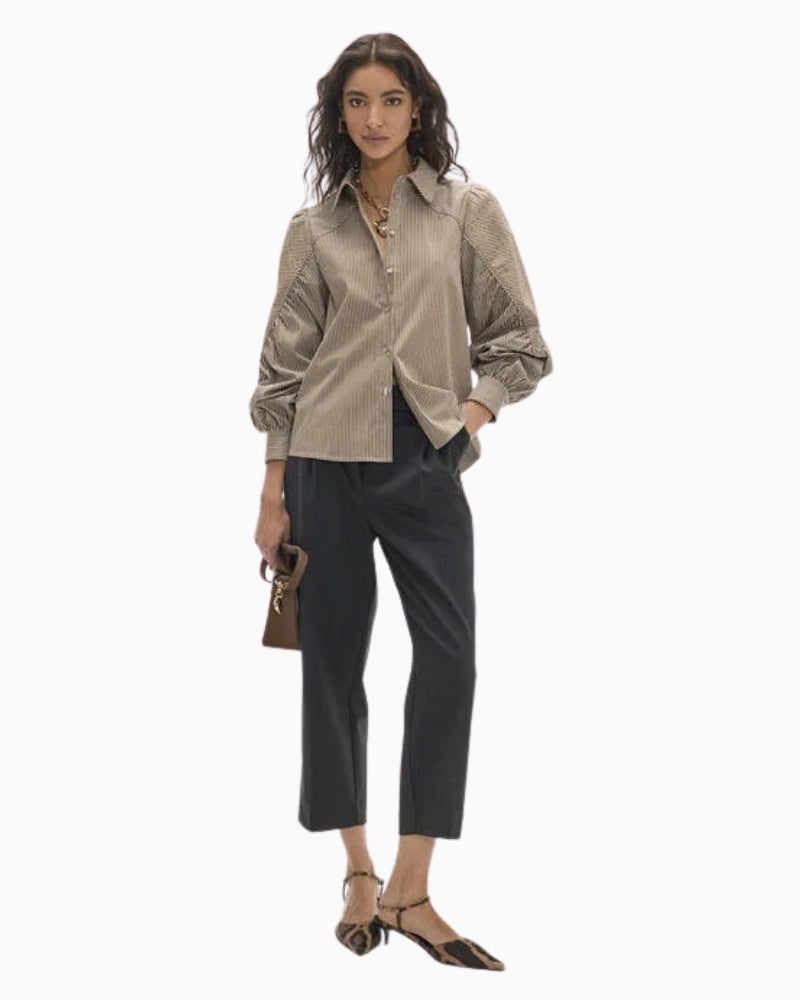 Lola Casademunt Striped Shirt in brown stripe styled view