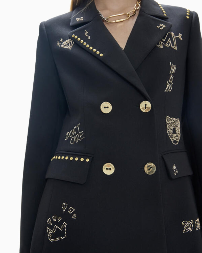 Lola Casademunt Studded Blazer in Black button detail