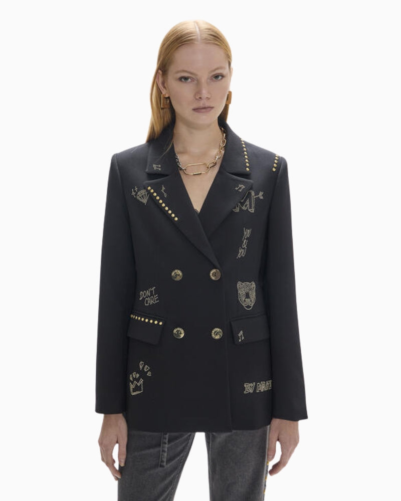 Lola Casademunt Studded Blazer in Black front view