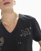 Lola Casademunt V-Neck T-Shirt in black V-neckline detail