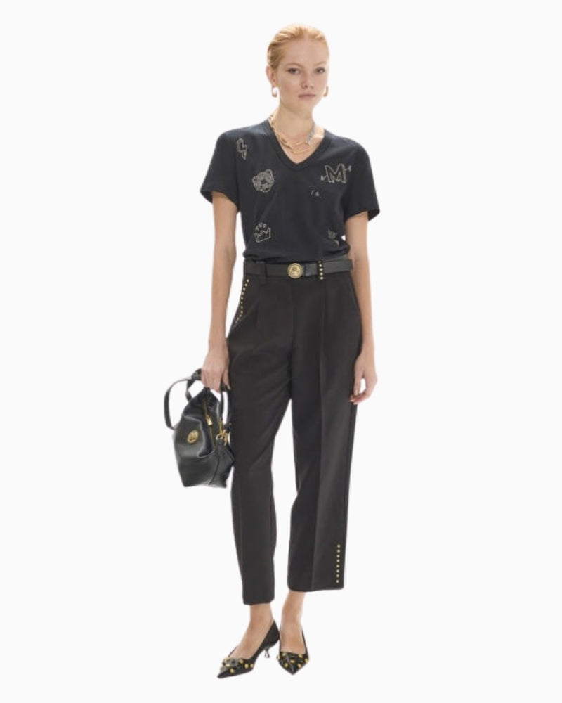 Lola Casademunt V-Neck T-Shirt in black styled view