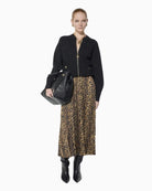 Lola Casademunt Zip Up Cardigan in black three-quarter front view