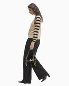 Lola Casademunt by Maite Striped Sleeve Button Detail Jumper in off white side view