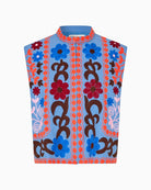 Lollys Laundry Bin embroidered vest blue front view – Áines Boutique