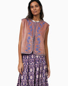 Lollys Laundry Bin velour vest dusty rose front view – Áines Boutique