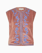 Lollys Laundry Bin velour vest dusty rose front view – Áines Boutique