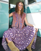 Woman wearing Lollys Laundry Bin dusty rose velour vest – Áines Boutique