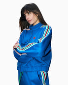 Lollys Laundry Brooklynn sporty jacket blue front view – Áines Boutique
