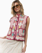 Lollys Laundry Cairo quilted vest pink front view – Áines Boutique
