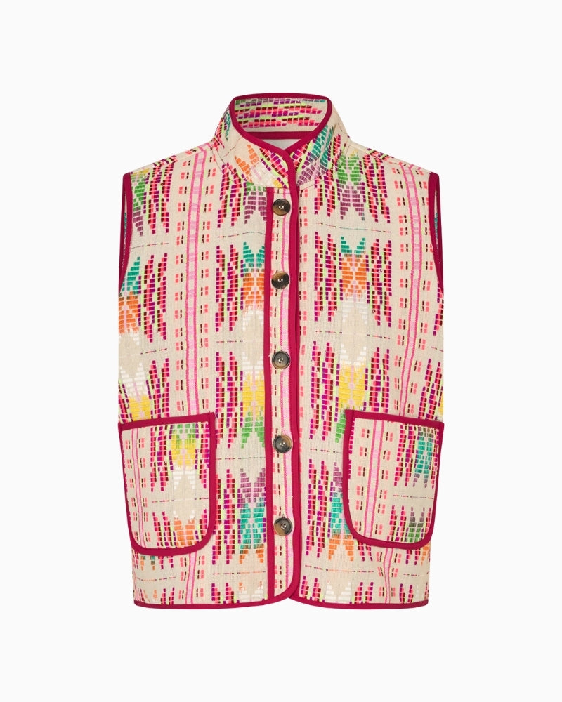 Lollys Laundry Cairo quilted vest pink front view – Áines Boutique