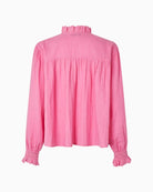 Back of Lollys Laundry Gemma shirt in pink with lace-trimmed yoke  