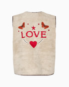 Lollys Laundry Jace Love teddy vest beige back embroidery view – Áines Boutique